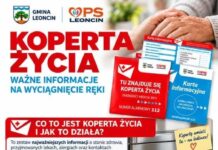 Koperta na lodówce może uratować życie Plakat akcji Koperta Życia w gminie Leoncin